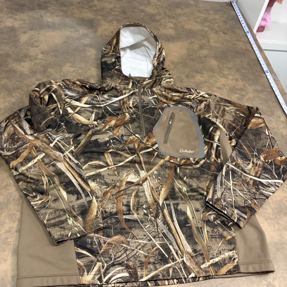 Cabela's Hoodie Mens XL Brown Realtree Max-5 Camo Quarter Zip Pullover M68SH097
